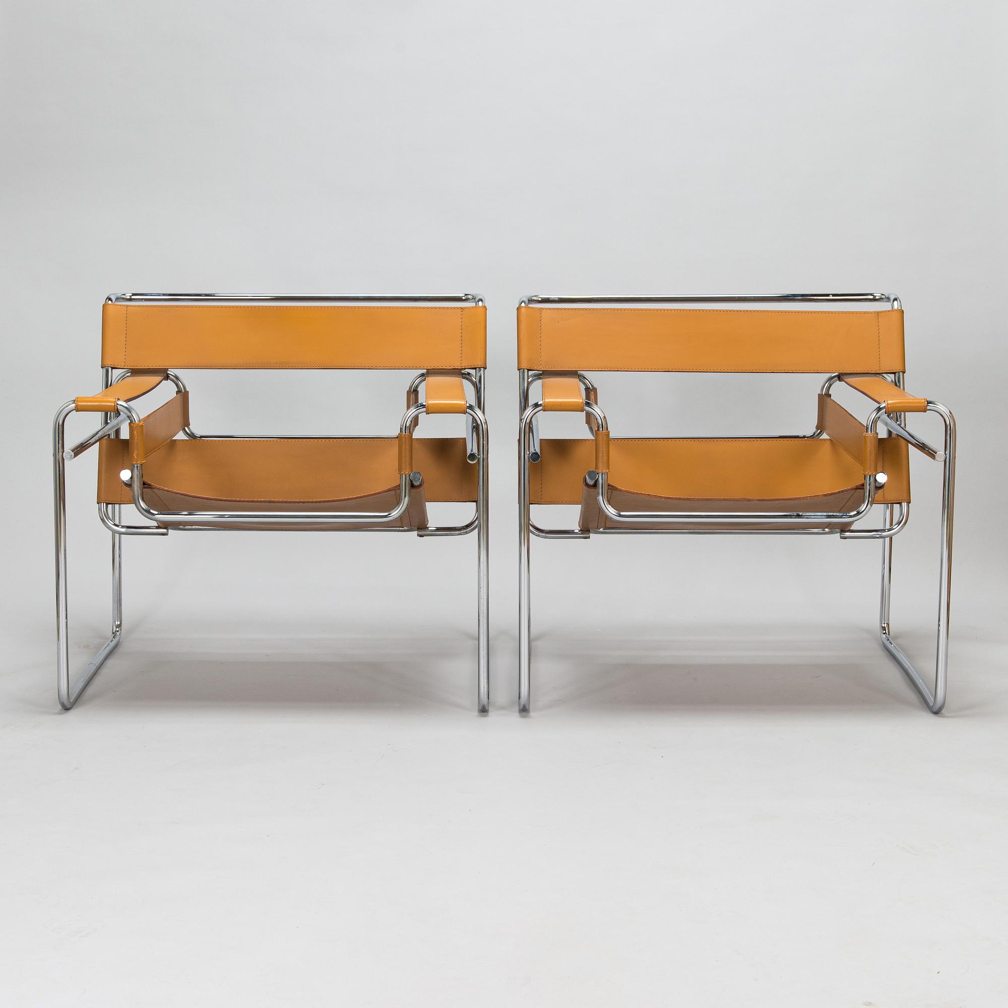 Marcel Breuer, Two "Wassily" armchairs. Gavina, latter part of the 20th century.