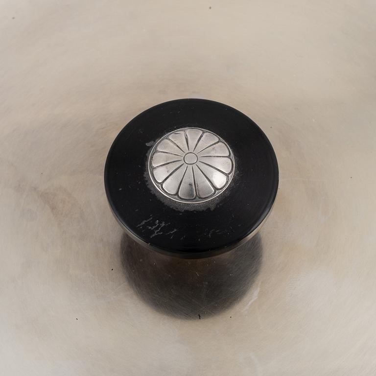 Erik Fleming, a 3-piece silver plated coffee service and a lidded dish, GAB, 1930's/40's.