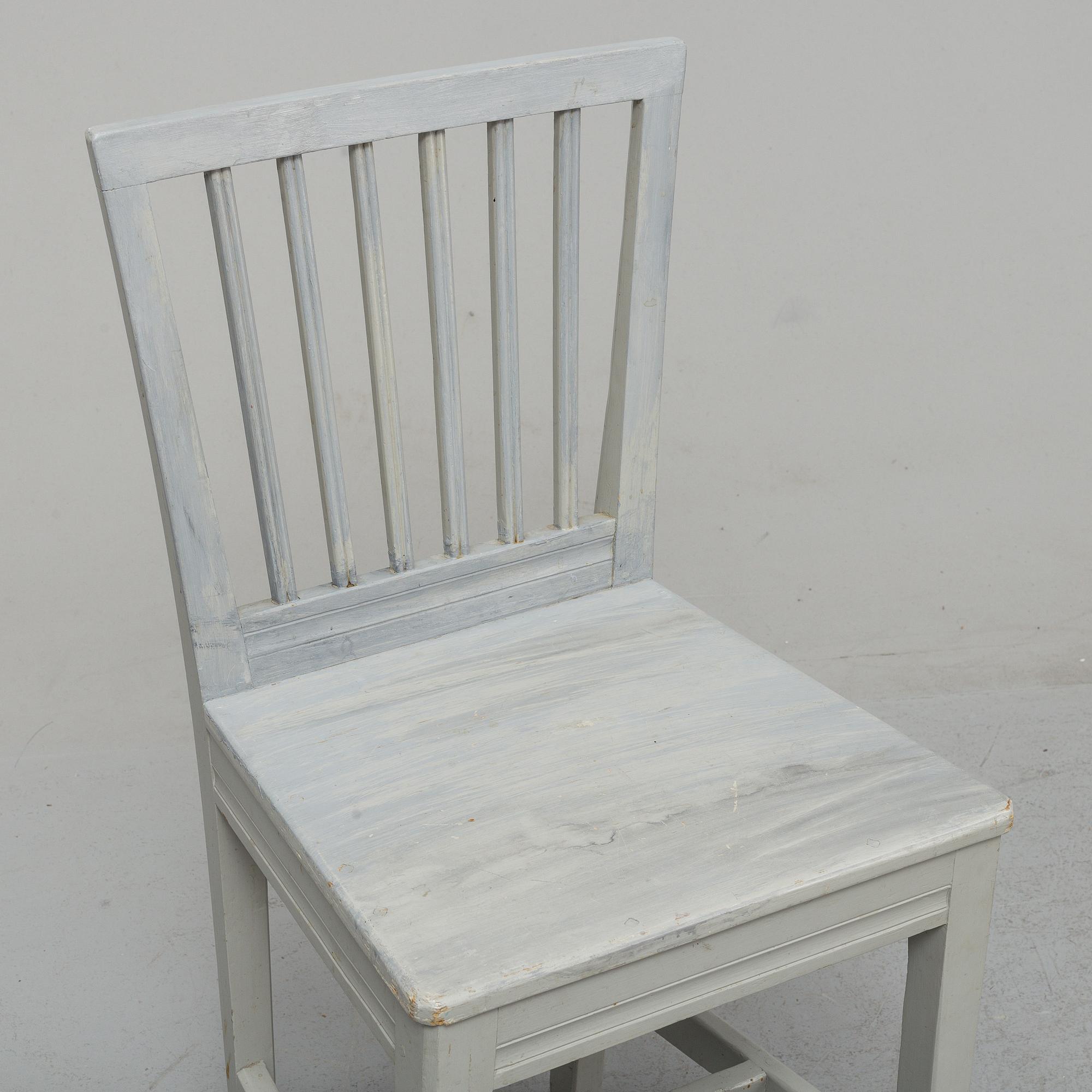 Eight 19th century painted chairs.