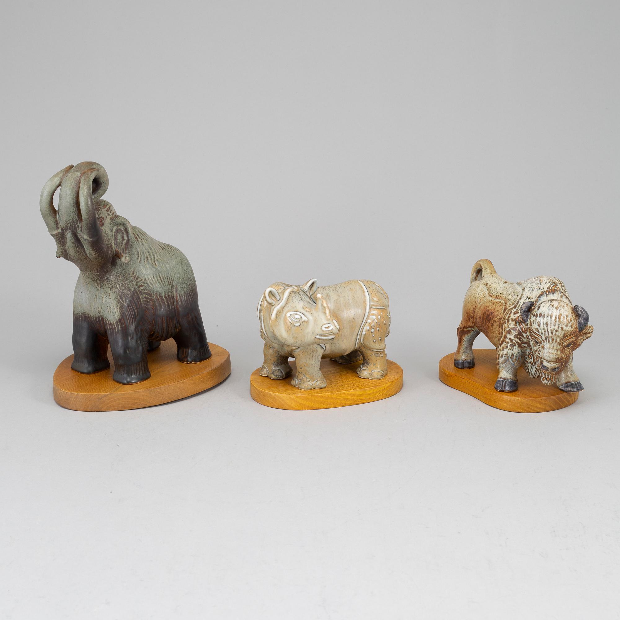 GUNNAR NYLUND, three stoneware figurines from Rörstrand.