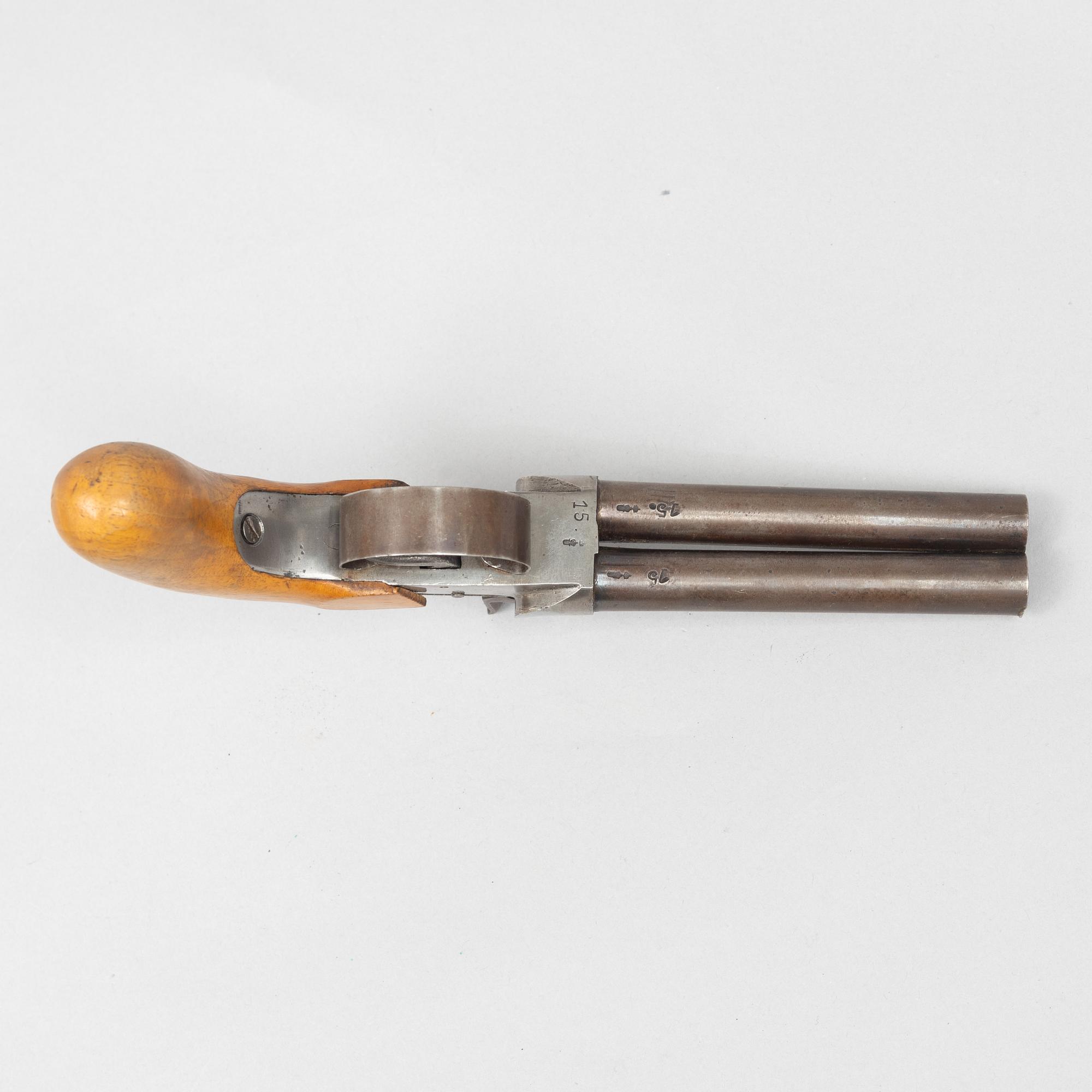 Percussion pistols 2 pcs, double-barrelled. Second half of the 19th century.
