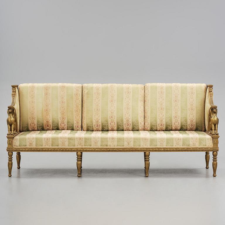 A late Gustavian sofa attributed to E. Ståhl (master in Stockholm 1794-1820).
