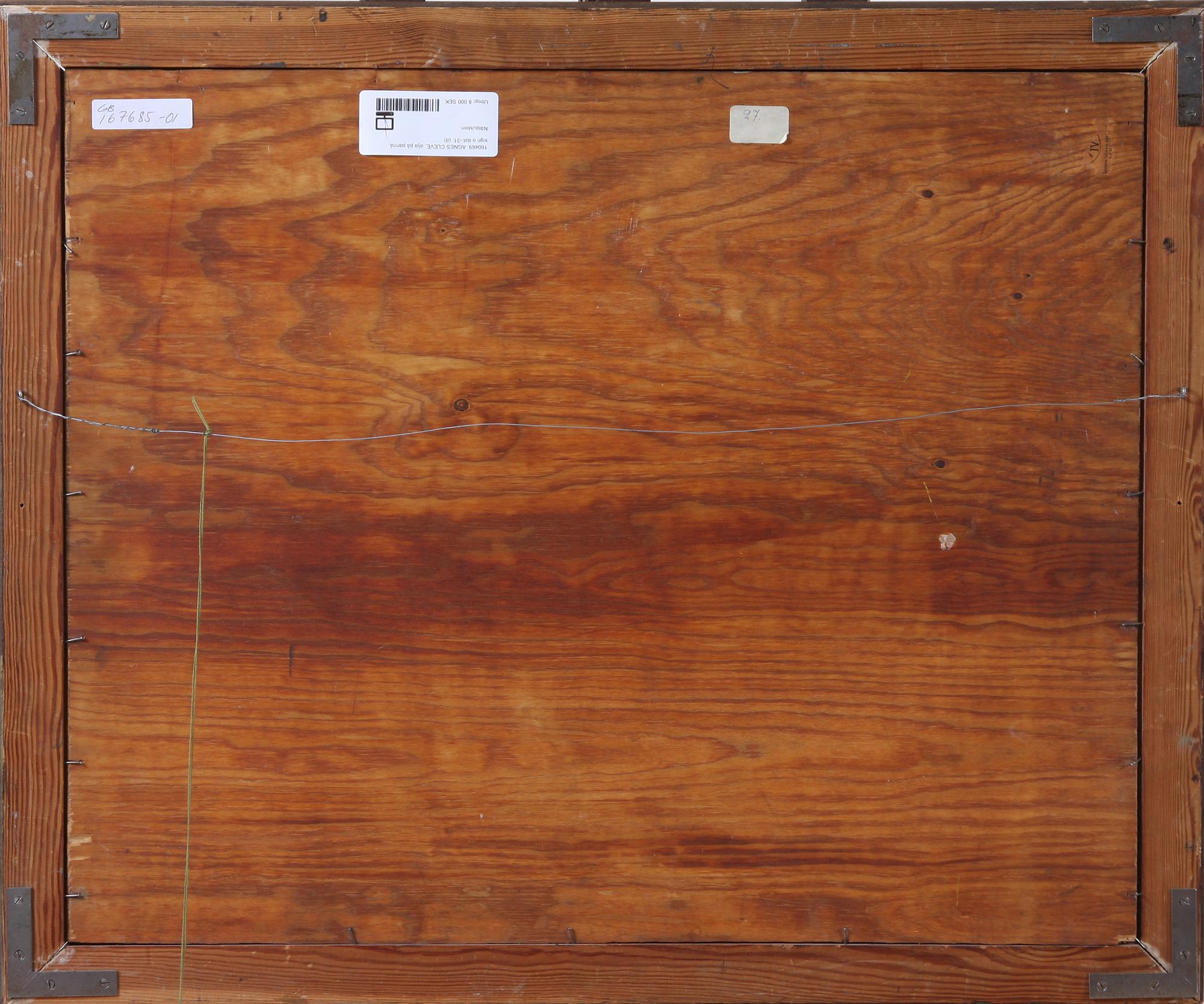 AGNES CLEVE, olja på pannå, sign o dat -31.