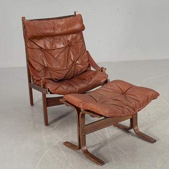 FÅTÖLJ MED FOTPALL, Torbjörn Afdal, "Huntingchair" Bruksbo.