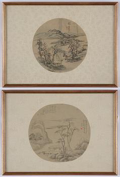 Unidentified artist, Two landscape paintings, China, 20th century.