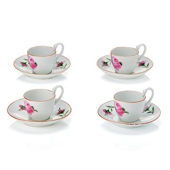 Meissen, Coffee cups with saucers, four pieces, porcelain, 1920s.