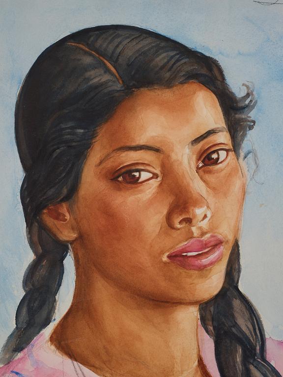 Nils von Dardel, "Young Mexican girl with braided hair".