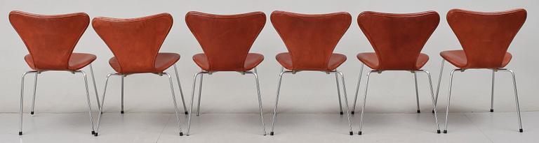 STOLAR, 6 st, "Sjuan / 3107 / Syveren", Arne Jacobsen, Fritz Hansen, Danmark, formgiven 1955.