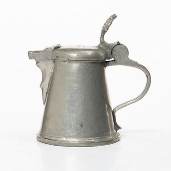 Measure vessel, pewter, half-quart by Gudmund Östling, Vimmerby, 1788 with an earlier lid.