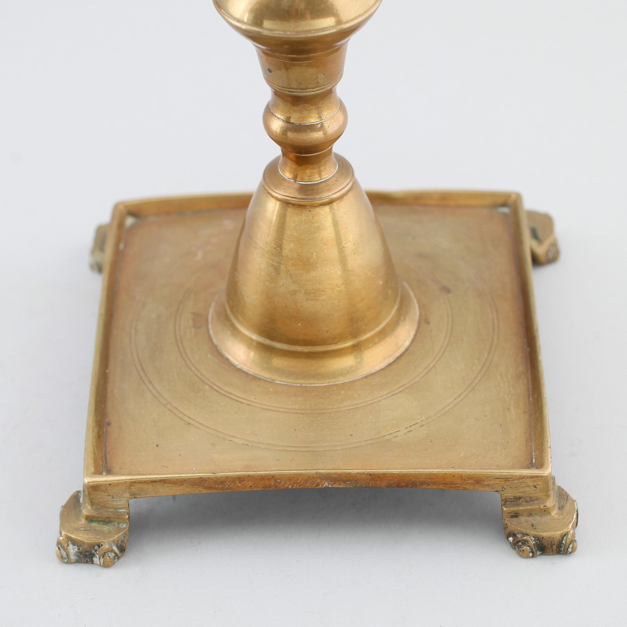 LJUSSTAKE, mässing, barock, 1600-tal.