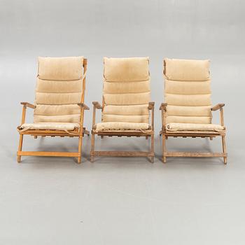 Three second half of 20th century deck chairs by Børge Mogensen for A/S Søborg, Denmark.