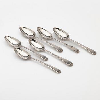 Spoons, 6 pcs, silver, England, George III, 19th century.