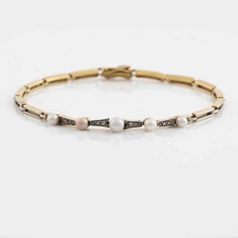 Pearl and rose cut diamond bracelet.