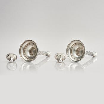 A pair of 18th century silver candlesticks, marks of Simson Ryberg, Stockholm 1789.
