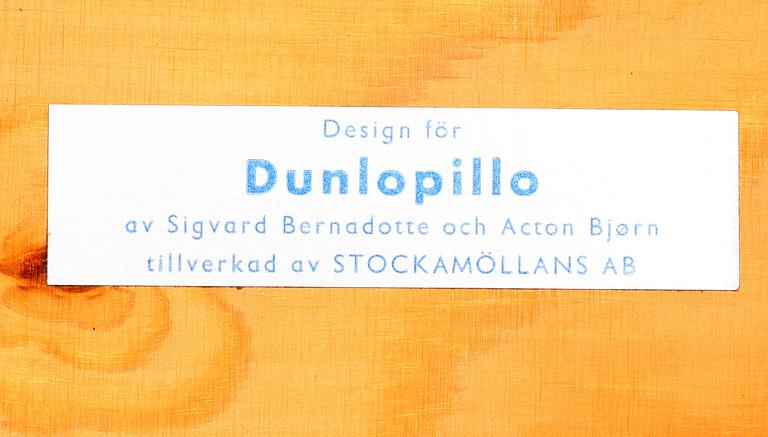 DAGBÄDD, design Sigvard Bernadotte och Acton Björn för Dunlopillo, Stockamöllans AB. 1900-talets andra hälft.