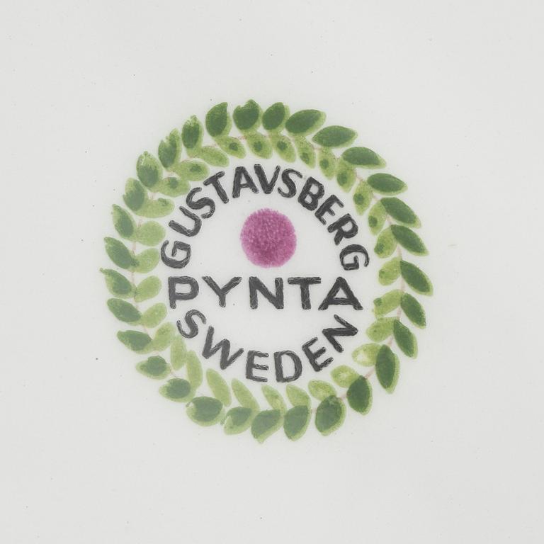 Stig Lindberg, tallrikar, 6 st, porslin, "Pynta", Gustavsberg. I produktion 1962-1965.