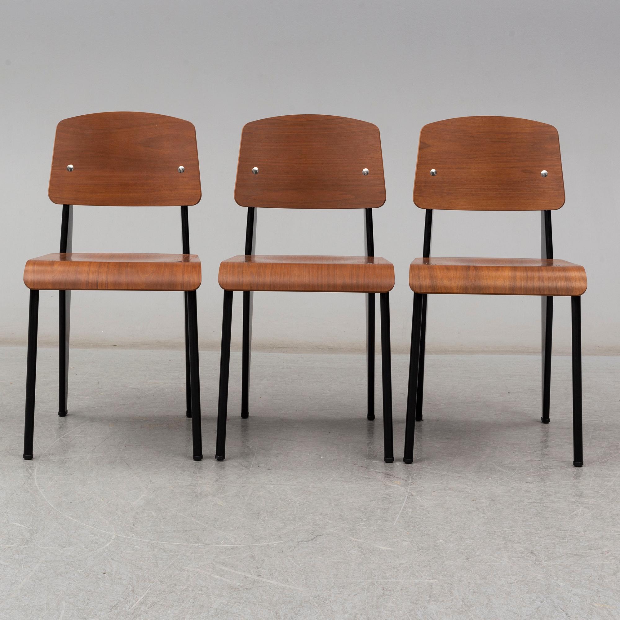 JEAN PROUVÉ, stolar, 3 st, "Standard", Vitra, 2018.