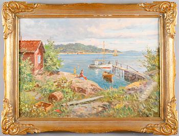 OKÄND KONSTNÄR, olja på duk, signerad O Naess, 1900-tal.