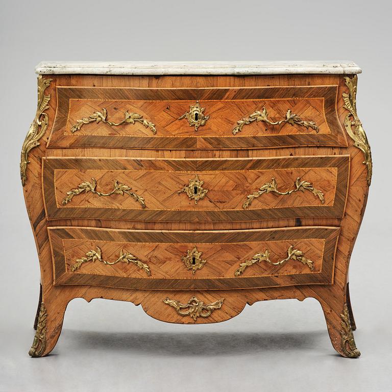 A rosewood parquetry commode, Stockholm, later part 18th century.