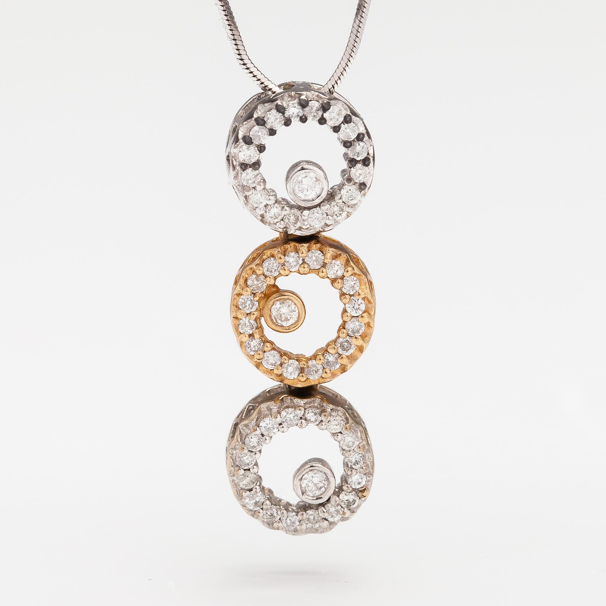 HALSBAND, 14K vit- och gultguld, diamanter ca 0.33 ct tot.