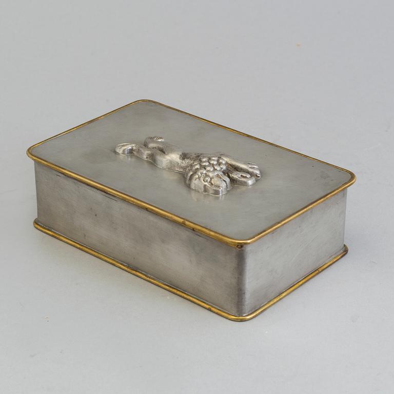 A Svenskt Tenn pewter and brass box,  Stockholm 1930.