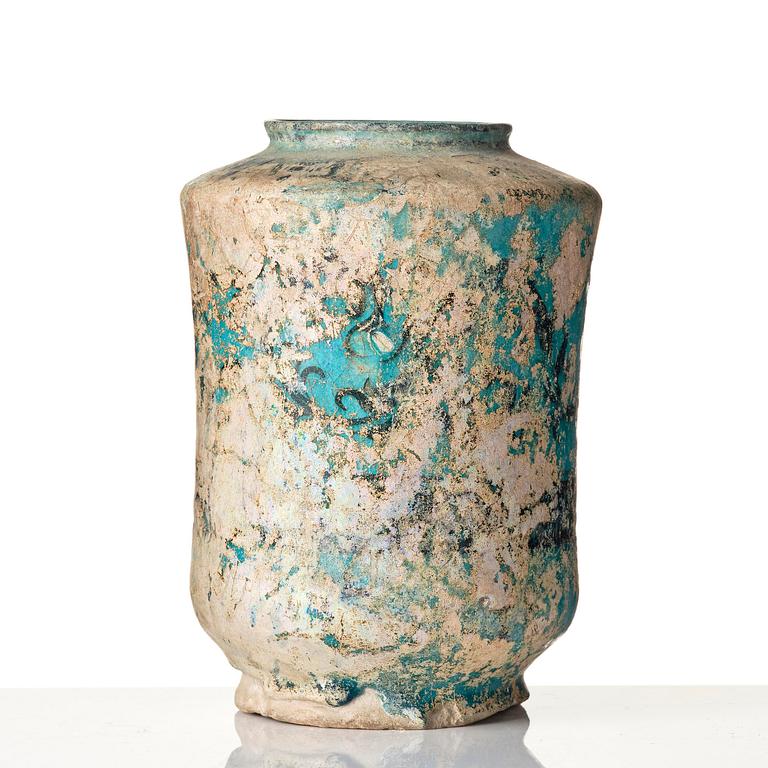 A Kashan pottery jar (Albarello), Persia, 13th century.