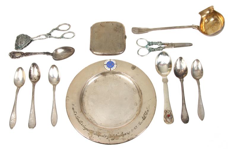 PARTI SILVER, 12 delar, bl a Georg Jensen, 1800/1900-tal, ca 600 g.