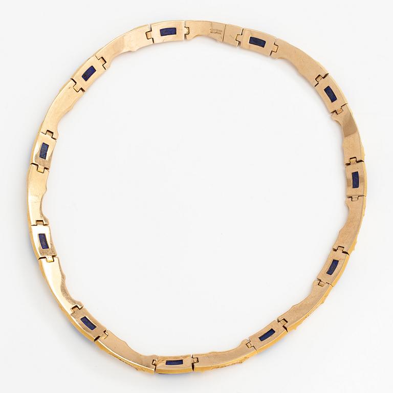 Björn Weckström, Halsband "Toltec", 14K guld och lapis lazuli. Lapponia 1999.