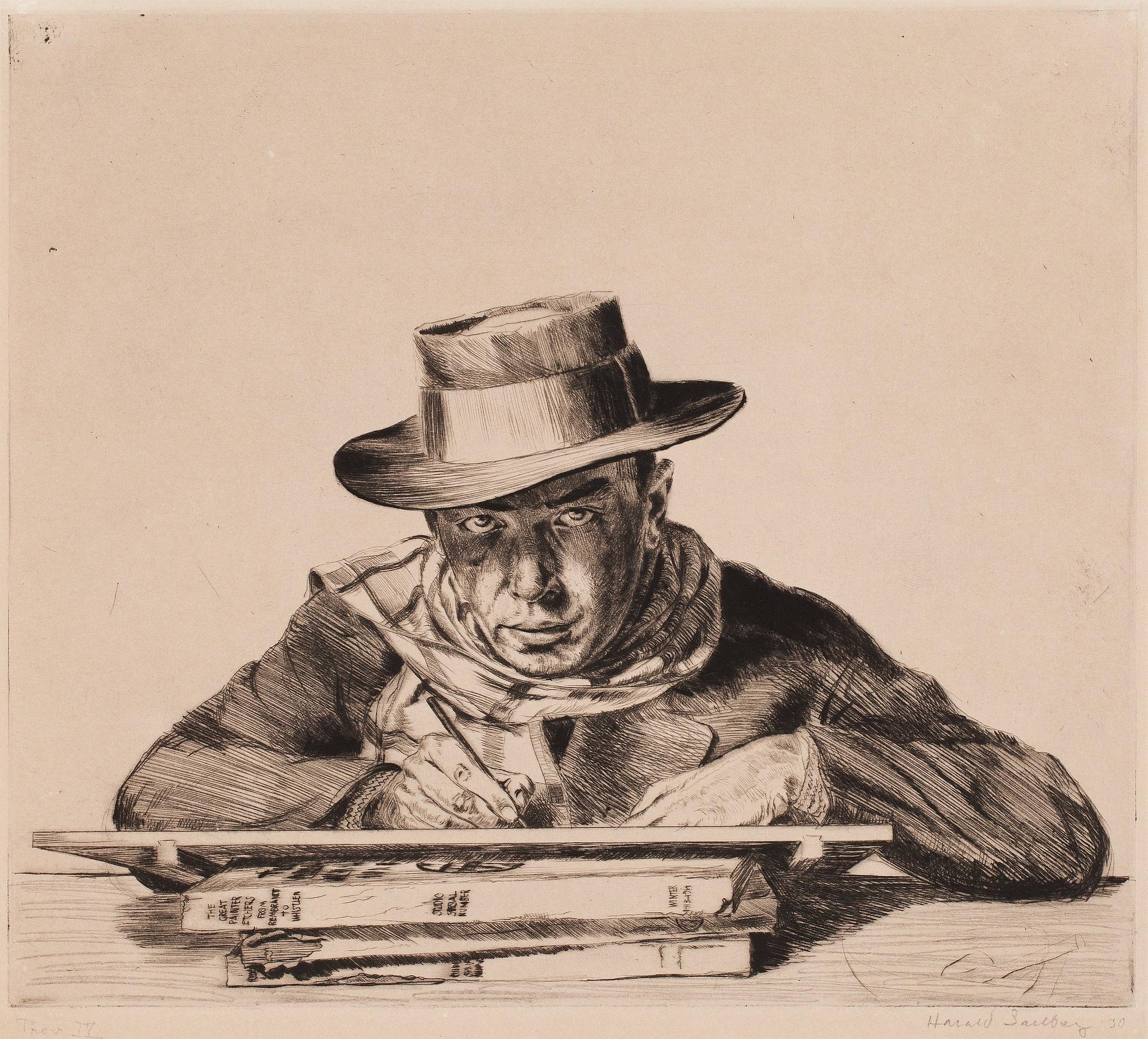 HARALD SALLBERG, torrnål, signerad med blyerts, 1930.