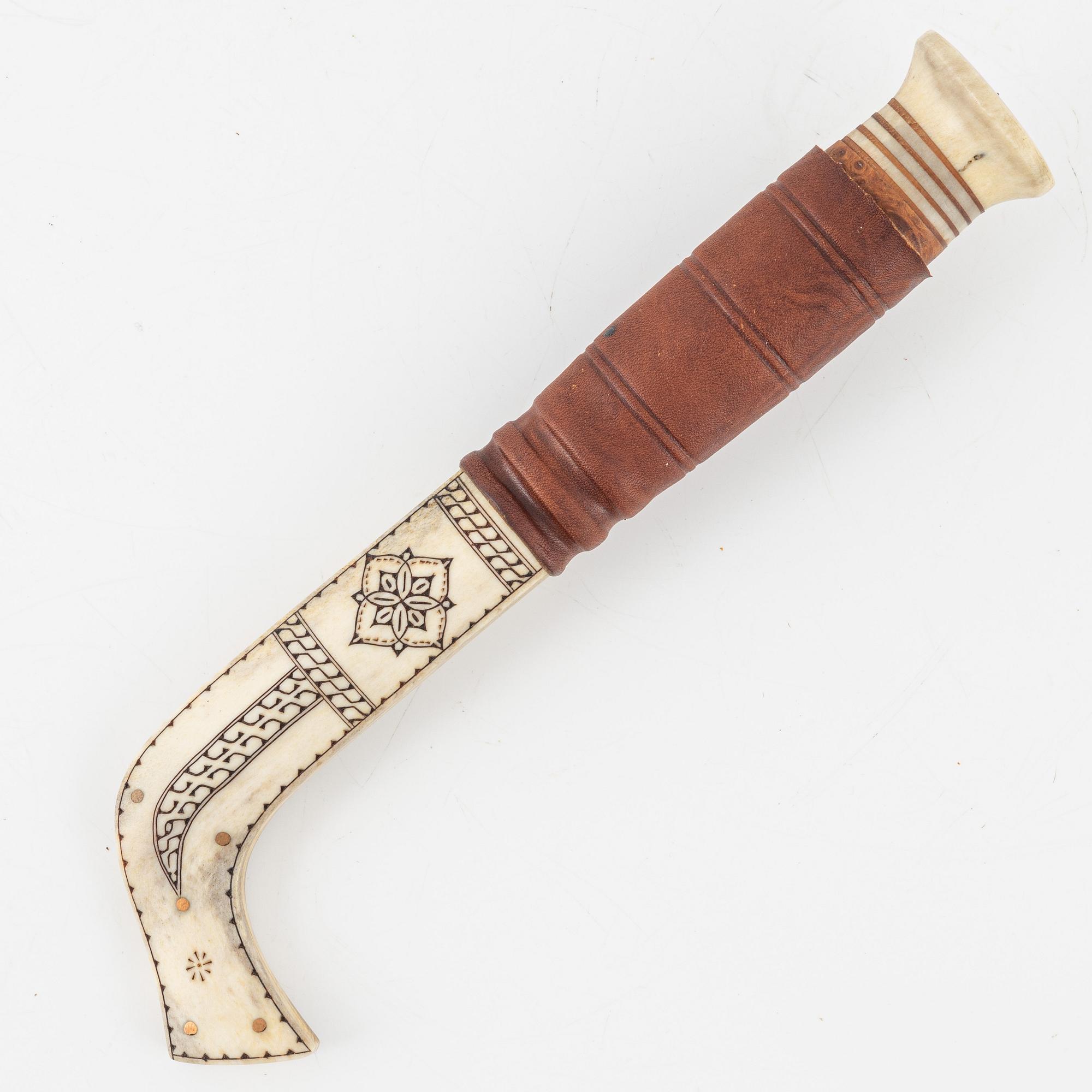 Andreas Poggats a reindeer horn knife, signed.