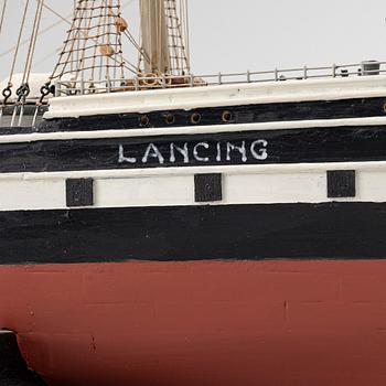 20th Century ship model of the 19th Century four-masted sailing vessel Lancing.