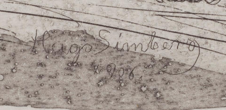 Hugo Simberg, linje- och akvatintetsning, plåtsignerad.