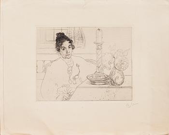 CARL LARSSON, etsning. Monogramsignering.