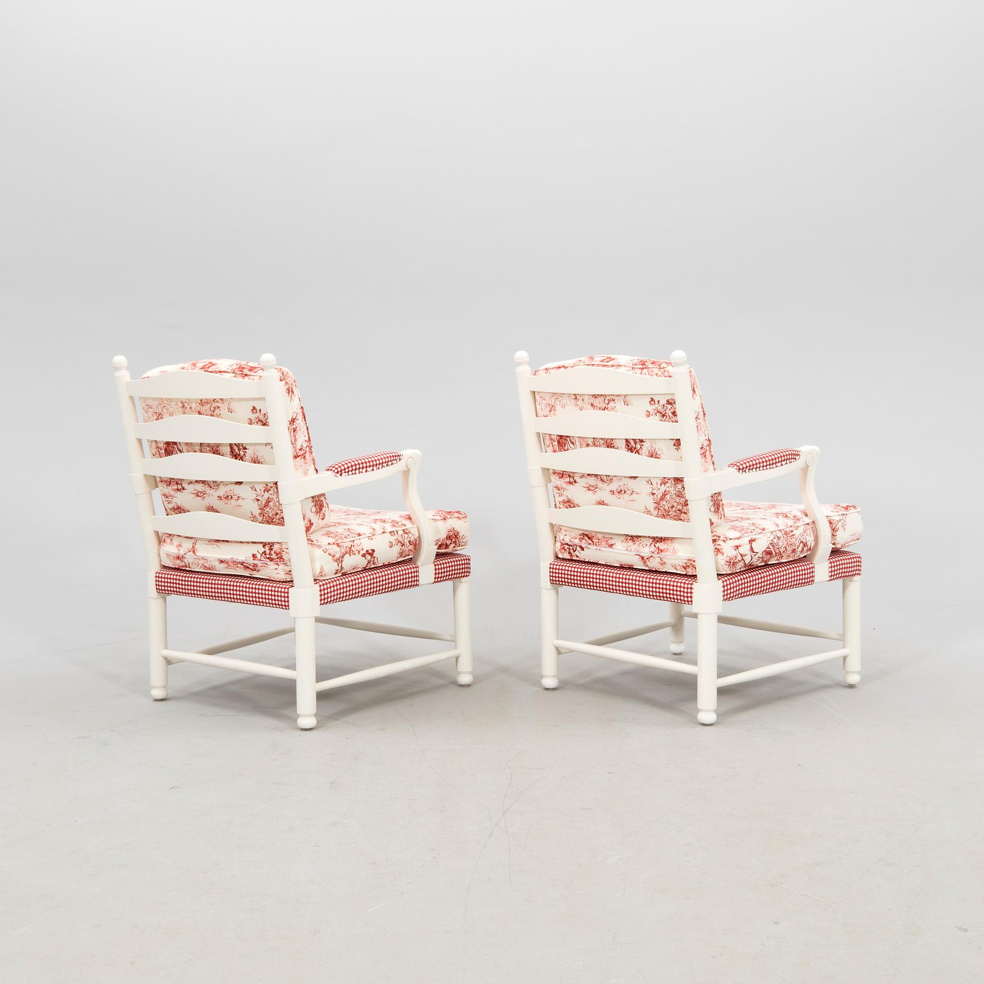 Armchairs, a pair of Gripsholm chairs, Sweden, second half of the 20th century.
