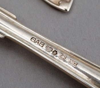 MAT- OCH BORDSSKEDAR, 12 st (6+6), silver, GAB, Stockholm 1920-tal. Vikt ca 569 g.