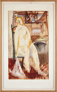 Bengt Lindström · BENGT LINDSTRÖM, tillskriven, blandteknik på papper, troligen 1950-tal, ej signerad.
