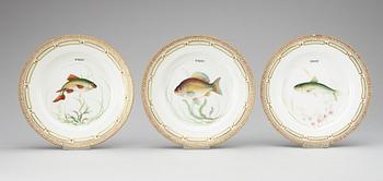 A set of 22 Royal Copenhagen 'Fauna Danica' dinner plates, 20th Century.