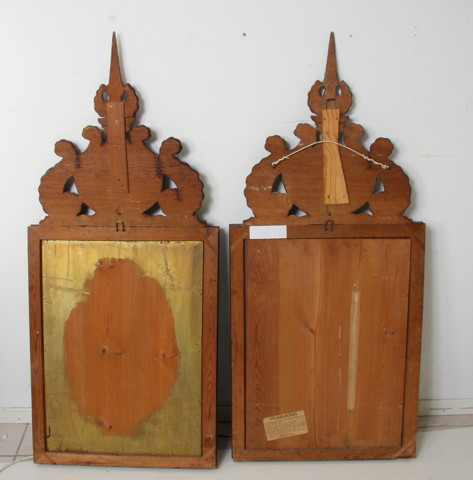 RAMAR med OLJEMÅLNINGAR, ett par, renässansstil.