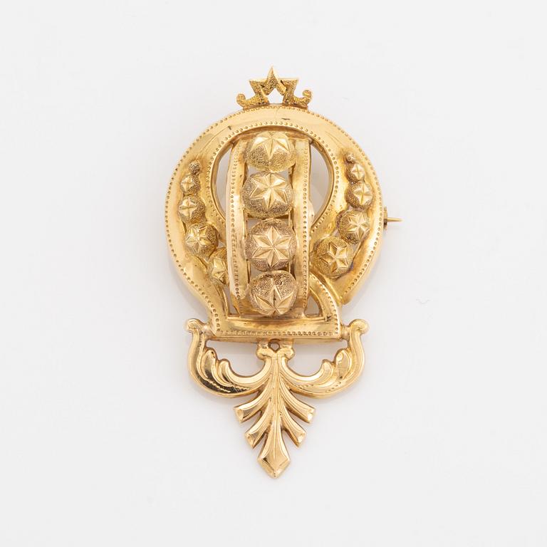 Brooch, 18K gold, GD, Gustaf Dahlgren, Malmö 1874.