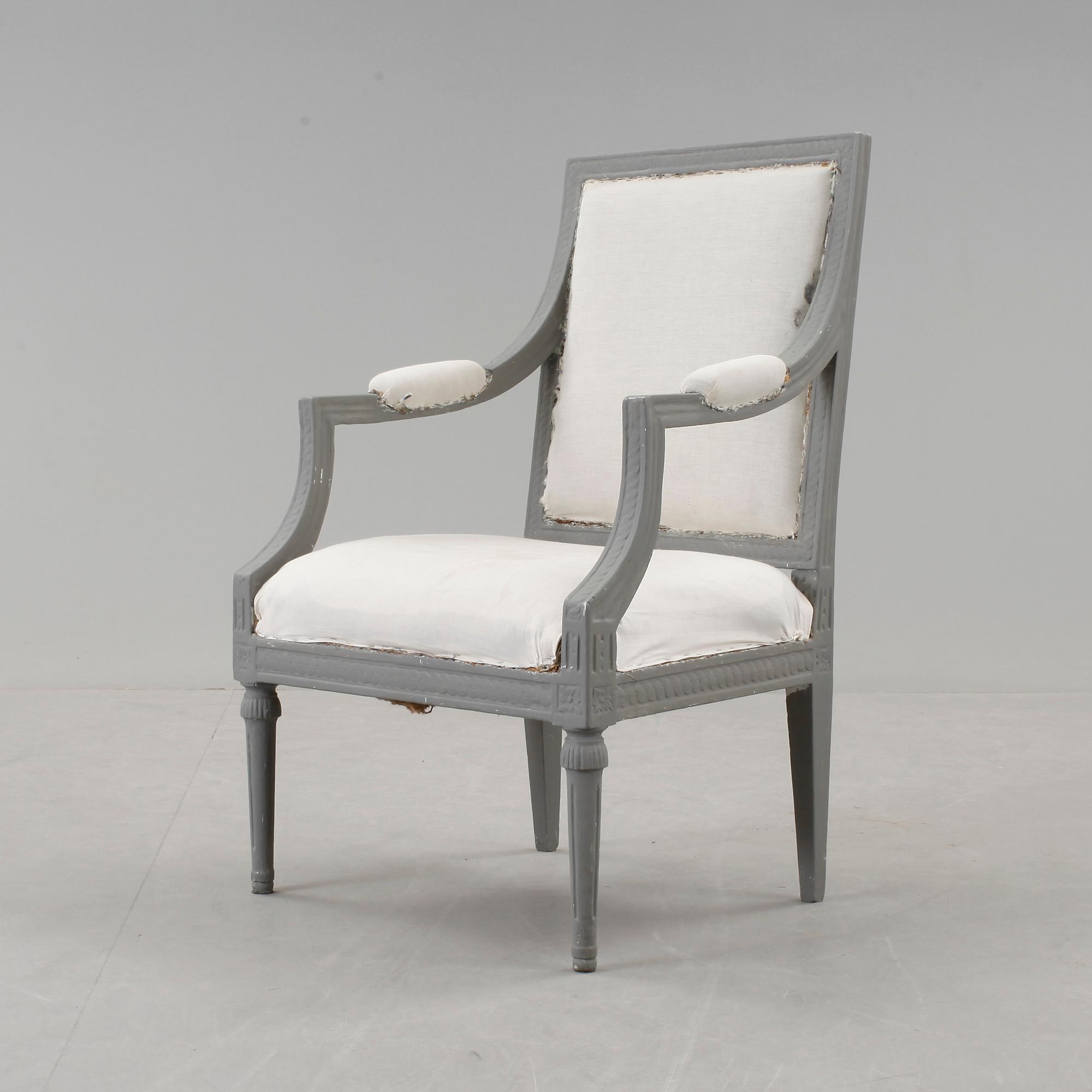 KARMSTOL, gustaviansk, Erik Holm, (mästare i Stockholm 1774-1814) signerad E.H.