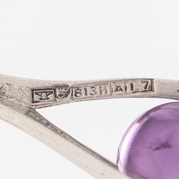 Elis Kauppi, hänge, silver och ametist, Kupittaan Kulta, Åbo 1962 med kedja.