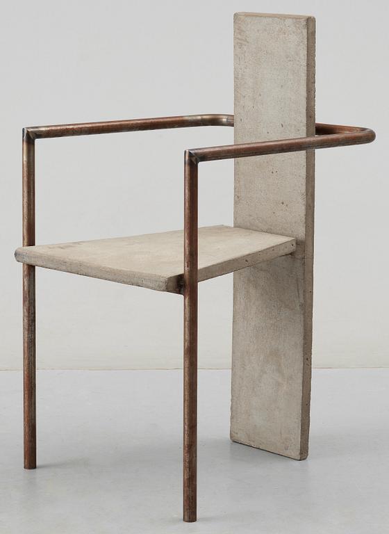 A Jonas Bohlin iron and cast concrete 'Concrete' armchair, by Källemo, Sweden 1981.