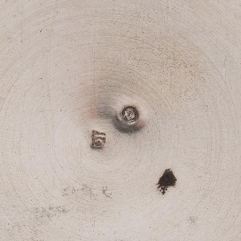 Two tea glass holders in silver, one with mark of Ivan Saltykov, Moscow 1889, the other one marked Moscow 1908-1917.