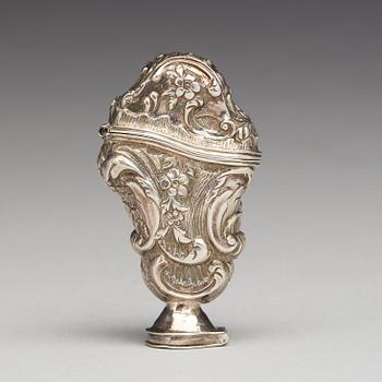 A Swedish Rococo parcel-gilt silver snuff-box, mark of Jons Stammer (Jonkoping 1729-1752(_1754)).