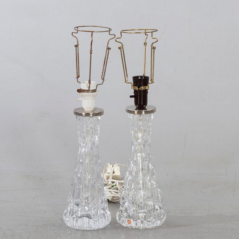 CARL FAGERLUND bordslampor 2 st Orrefors 1960/70-tal.