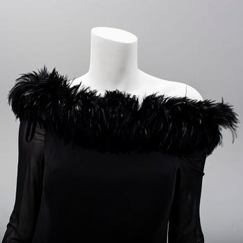 ESCADA COUTURE, a wool dress with feather collar, size 40.
