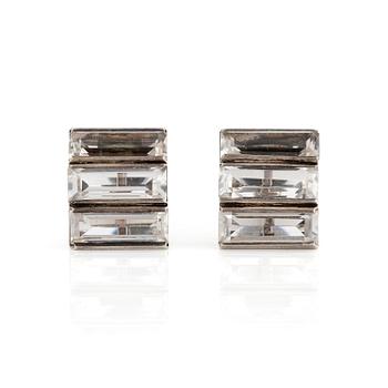 490. Wiwen Nilsson, a pair of earrings, sterling silver and rock crystal, Lund 1942.