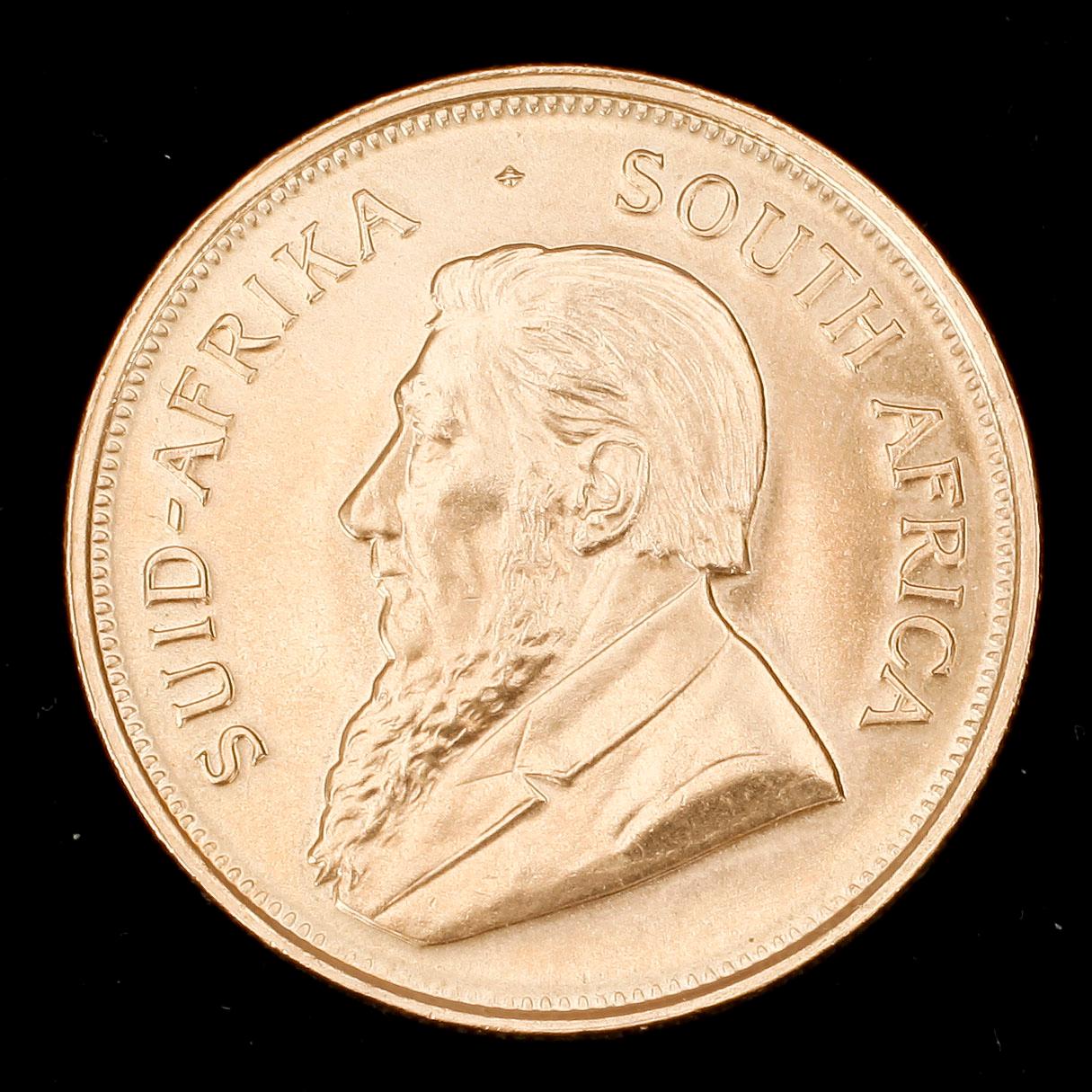 GULDMYNT, finguld, Krugerrand, Sydafrika, 1974. Vikt 34 gr.