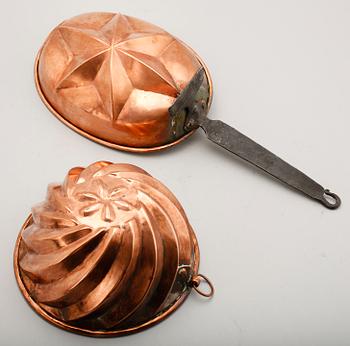 ALADÅBFORMAR, 2 st, koppar, 1800-tal.