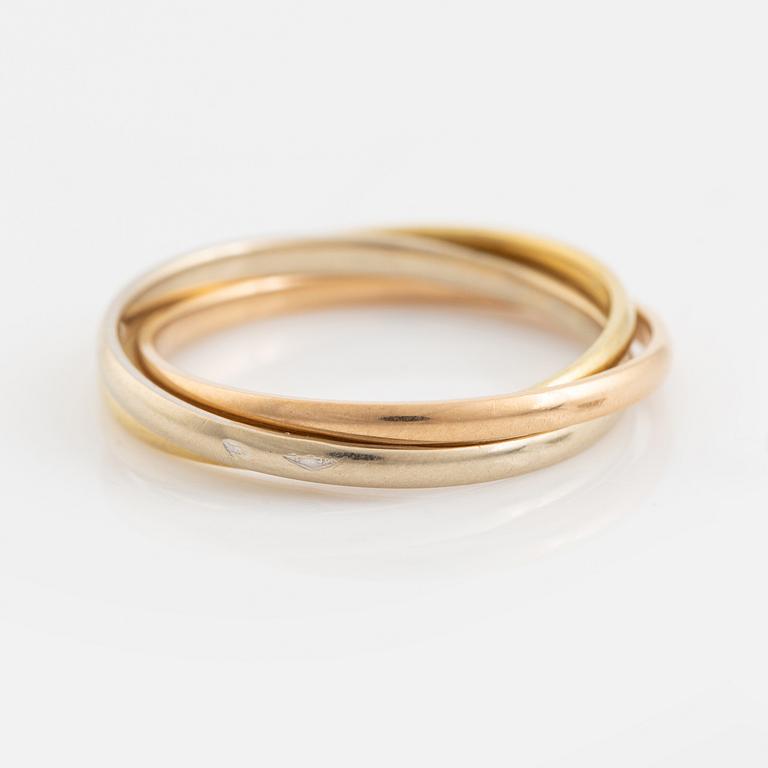 18K three coloured gold ring, Ferret.
